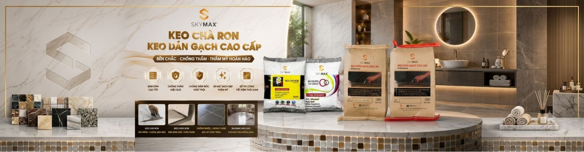 KEO CHÀ RON KEO DÁN GẠCH SKYMAX.