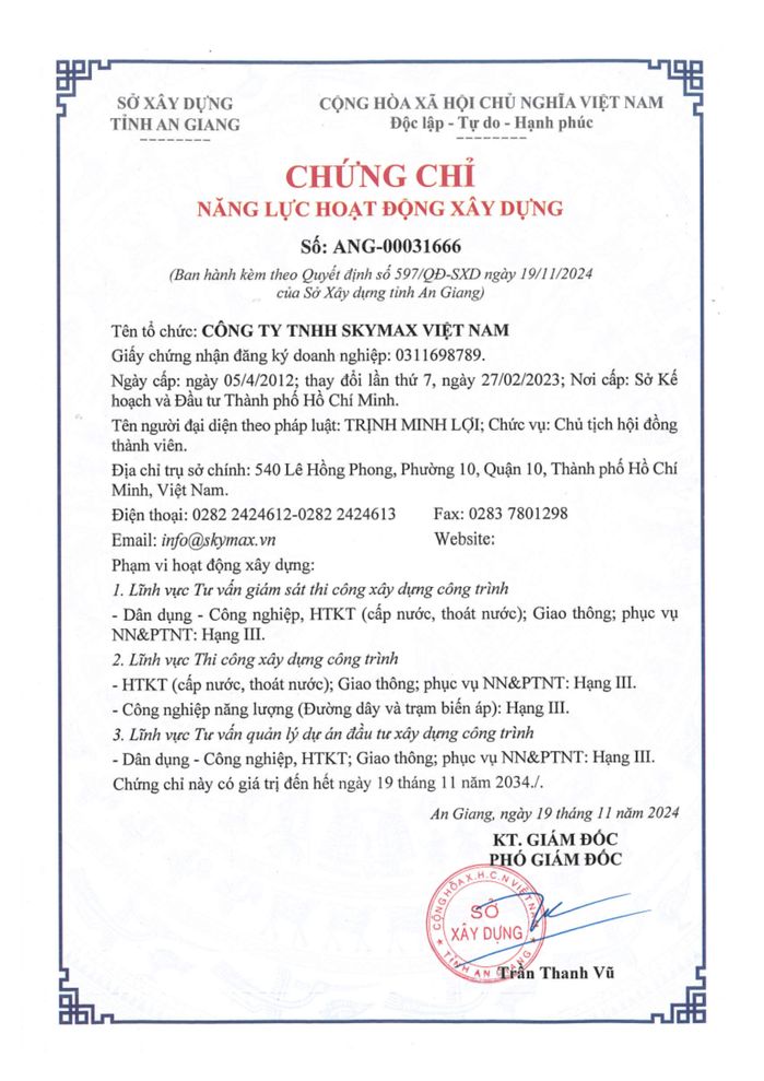 Chứng nhận SKYMAX 2