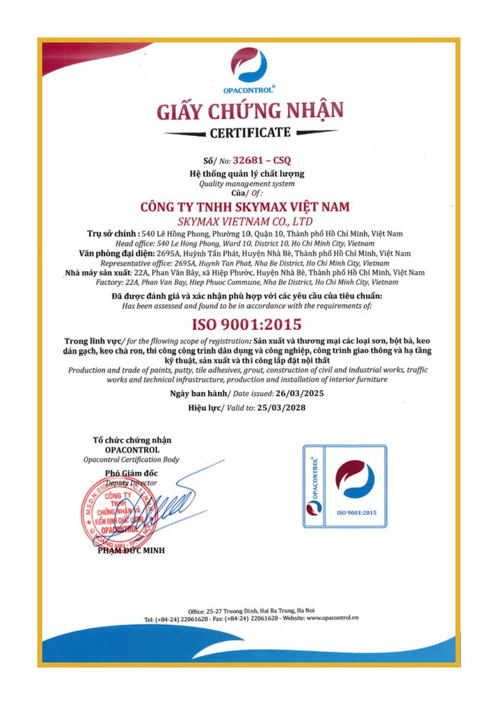 Chứng nhận SKYMAX 3