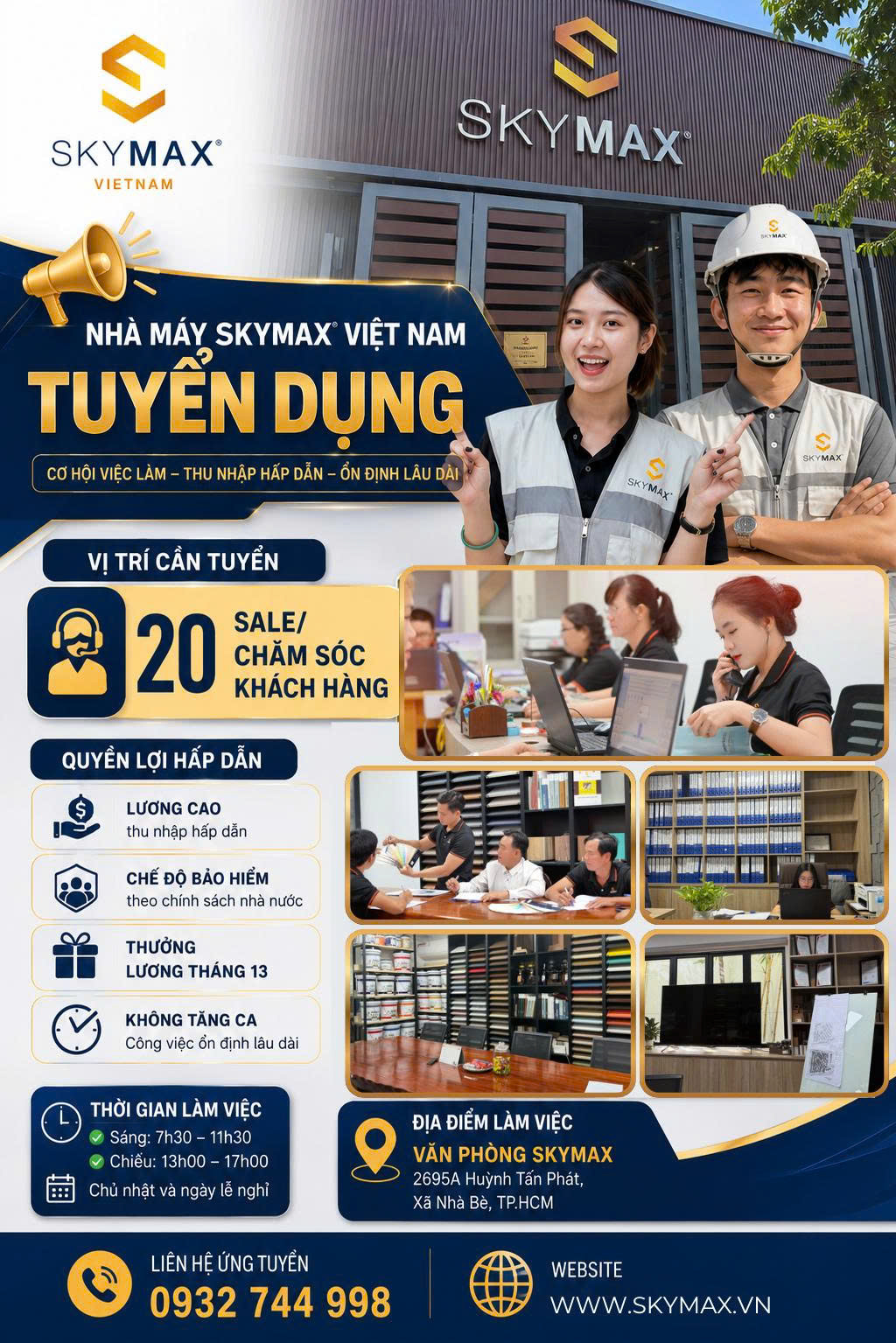 Tuyển nhân viên Sale, chăm sóc khách hàng tại văn phòng SKYMAX